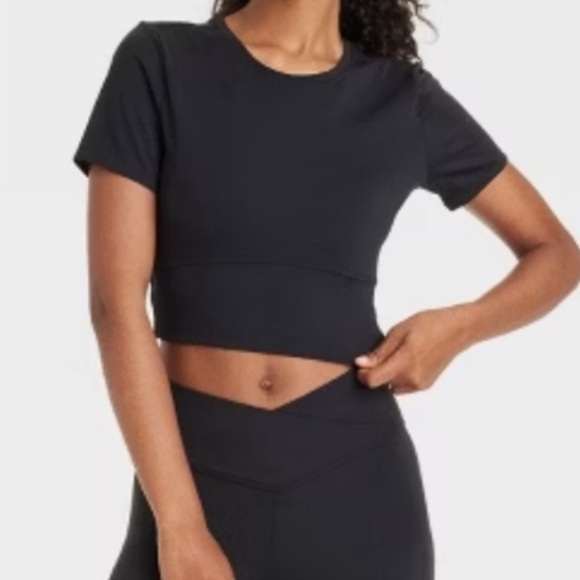JoyLab Black Fitted Crop Size S - Picture 1 of 10
